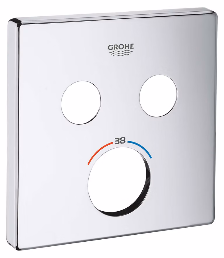 Rosette cromate, design quadrato, 1 pezzo, per rubinetteria da bagno