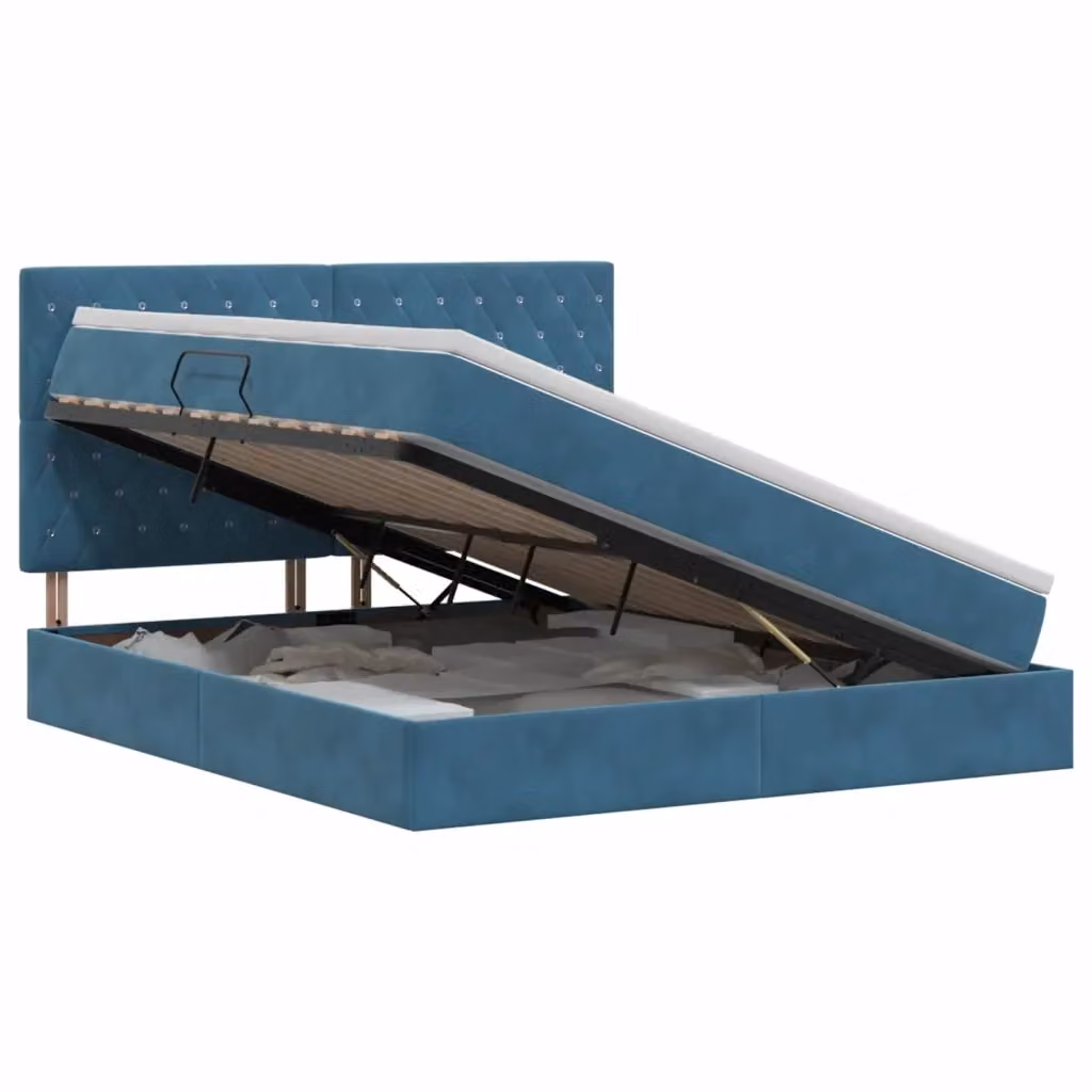 Letto con contenitore moderno vidaXL in velluto blu con base a sollevamento L: 180 cm, P: 200 cm, H: 204 cm – 2