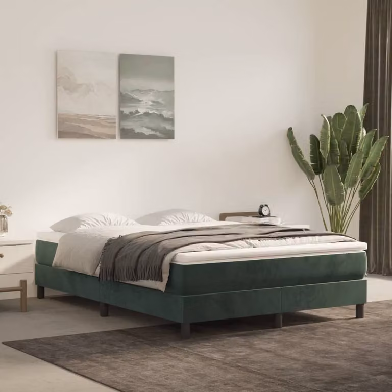 Maison Exclusive - Struttura letto boxspring verde scuro 140x190 cm in velluto