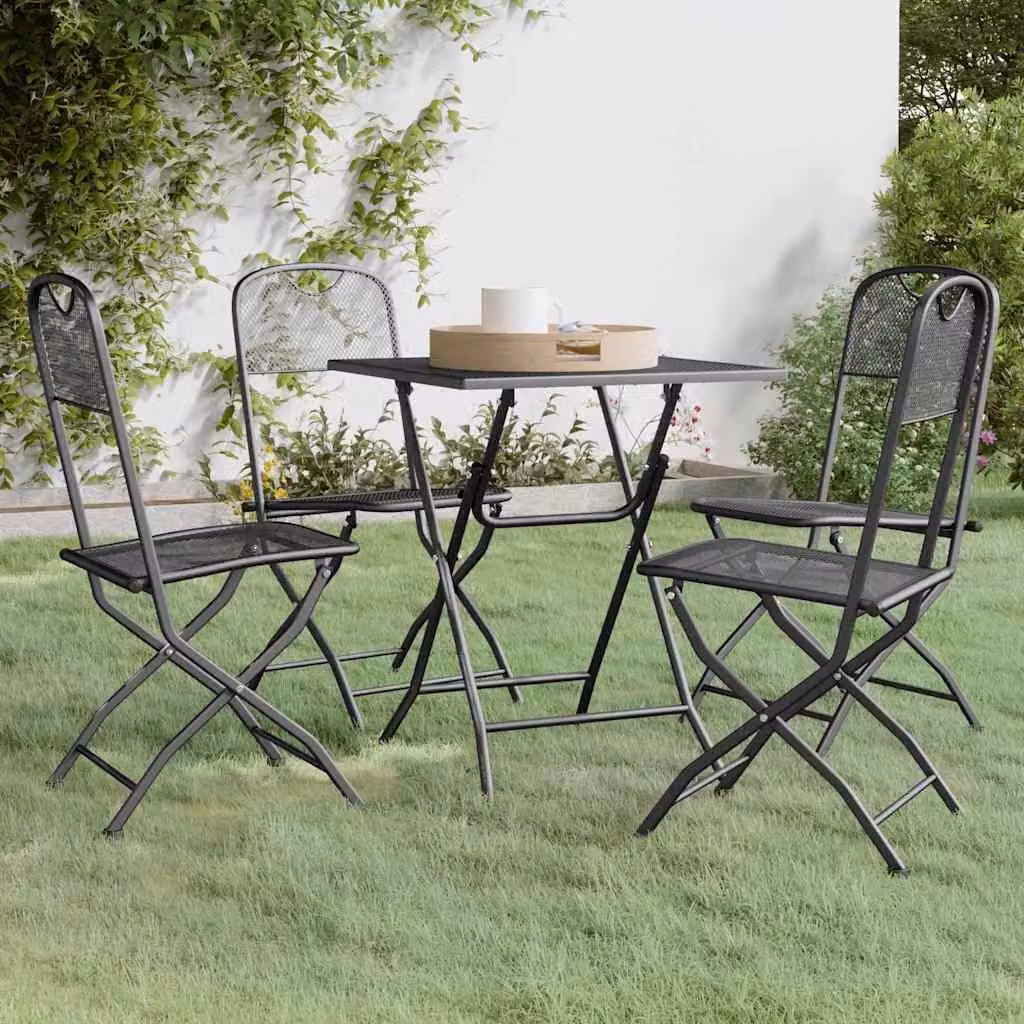 vidaXL Set da Pranzo per Giardino in Metallo Antracite con Tavolo Quadrato e 5 Sedute
