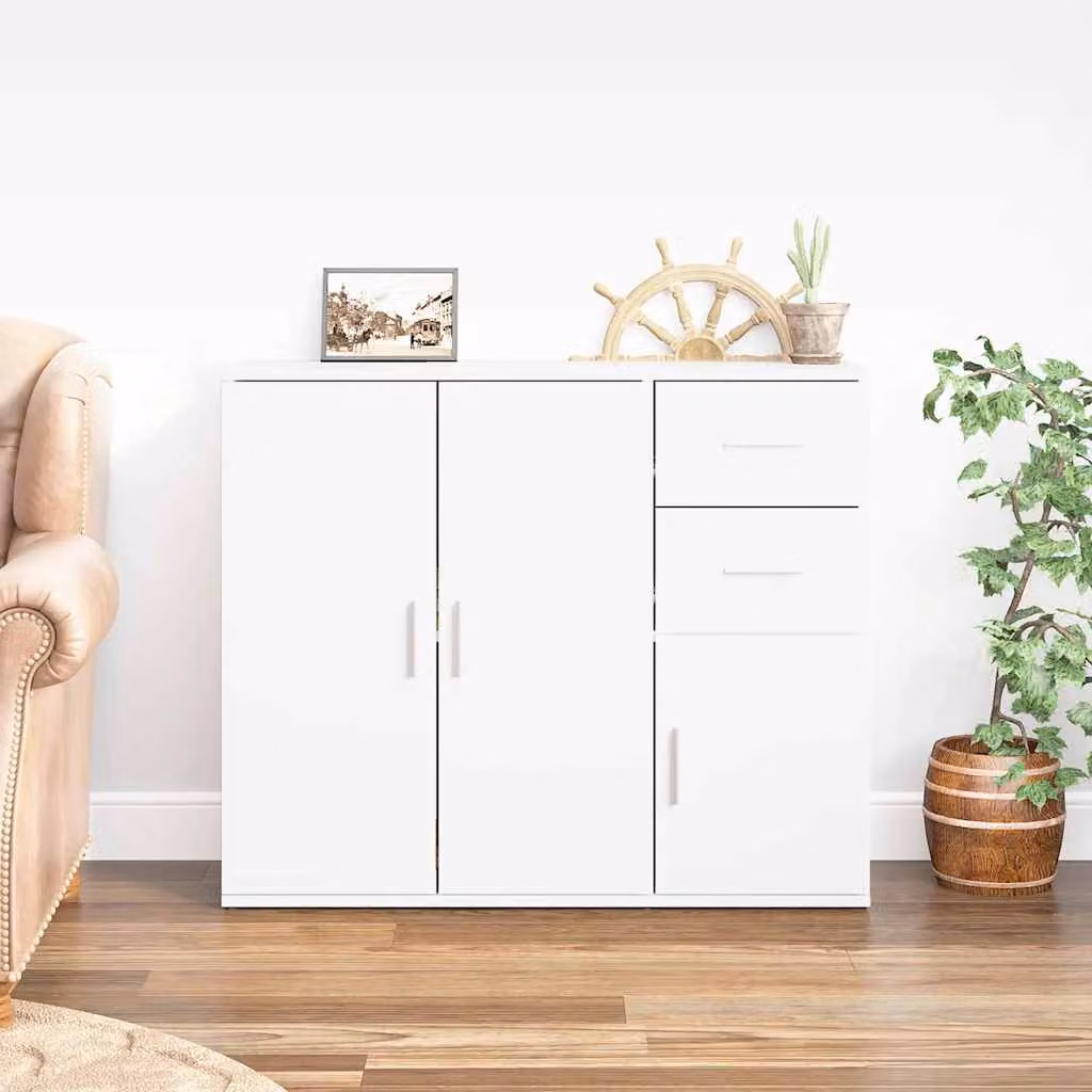 Credenza bianca vidaXL in legno multistrato e MDF, L 91 cm x P 29,5 cm x H 75 cm