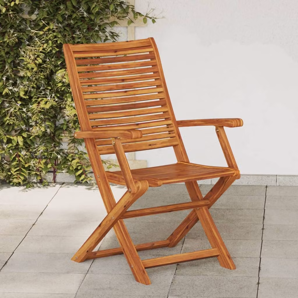 Set di 2 sedie pieghevoli con braccioli vidaXL in legno di acacia oliato, colore marrone