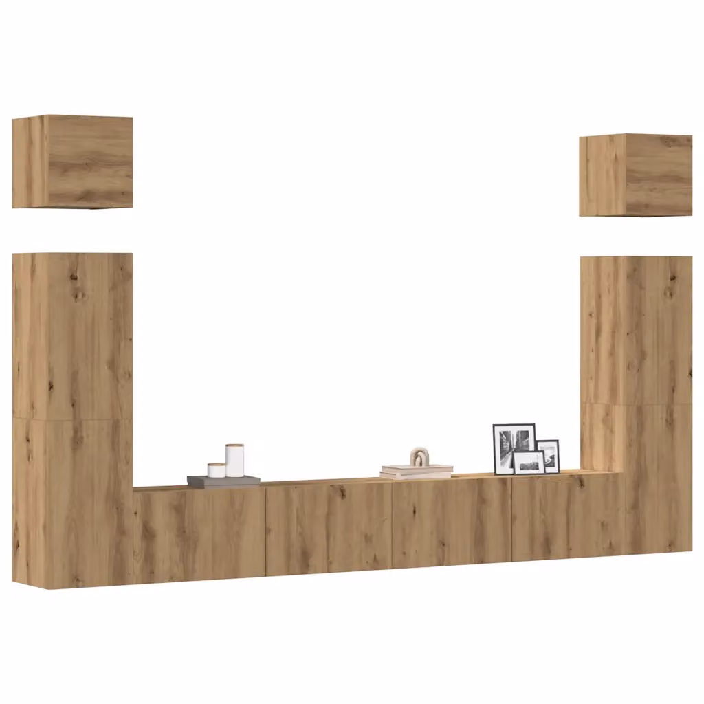 Set Mobile TV vidaXL da 6 pezzi in Legno Multistrato Rovere Marrone per Soggiorno