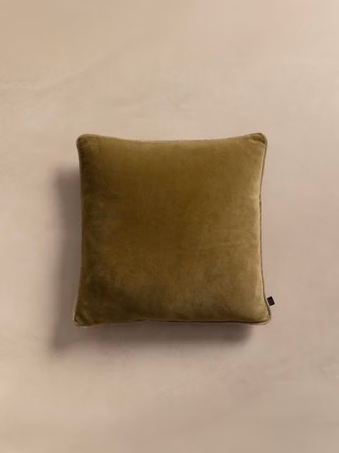 Cuscino quadrato Delhi verde in cotone e velluto Kenay Home L/P: 45 x 45 cm – 1