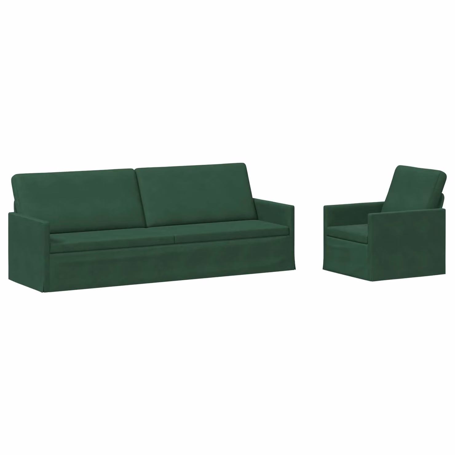Set di 2 divani moderni vidaXL in tessuto cord verde per soggiorno con struttura in metallo