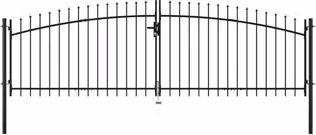 Cancello per recinzione a doppia porta Woerden vidaXL in acciaio nero L: 400 cm, H: 174,5 cm