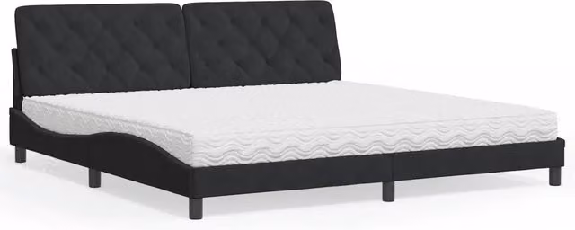 Letto matrimoniale moderno vidaXL in velluto nero con cassetti e materasso in schiuma L/P/H: 200 x 200 x 218 cm – 1