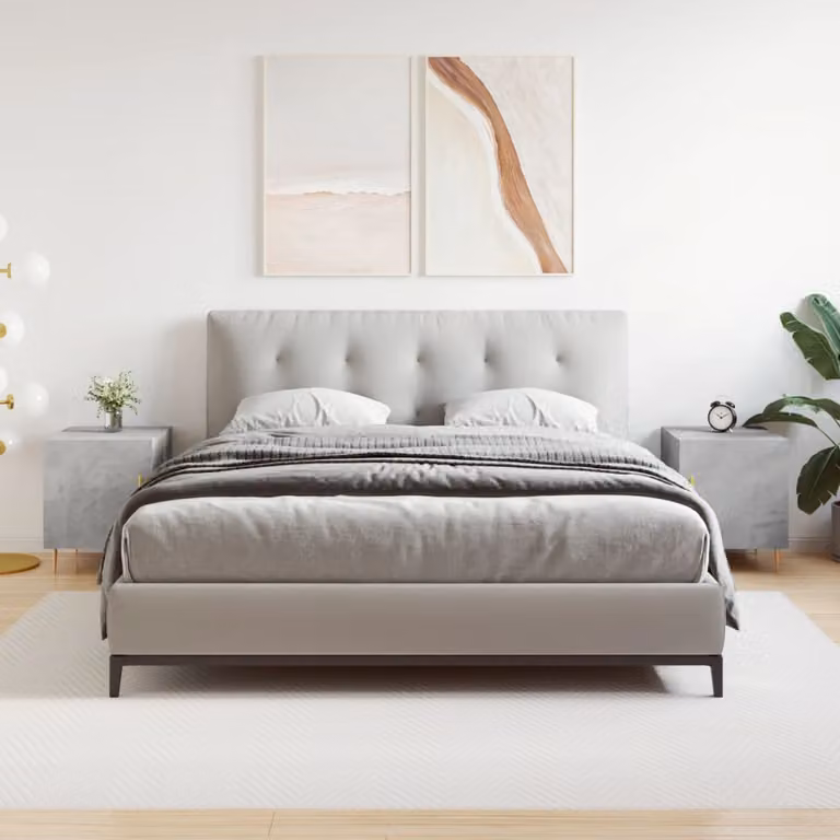 Set di 2 comodini vidaXL moderni in legno e metallo, colore grigio, L/P/H: 40 x 40 x 50 cm