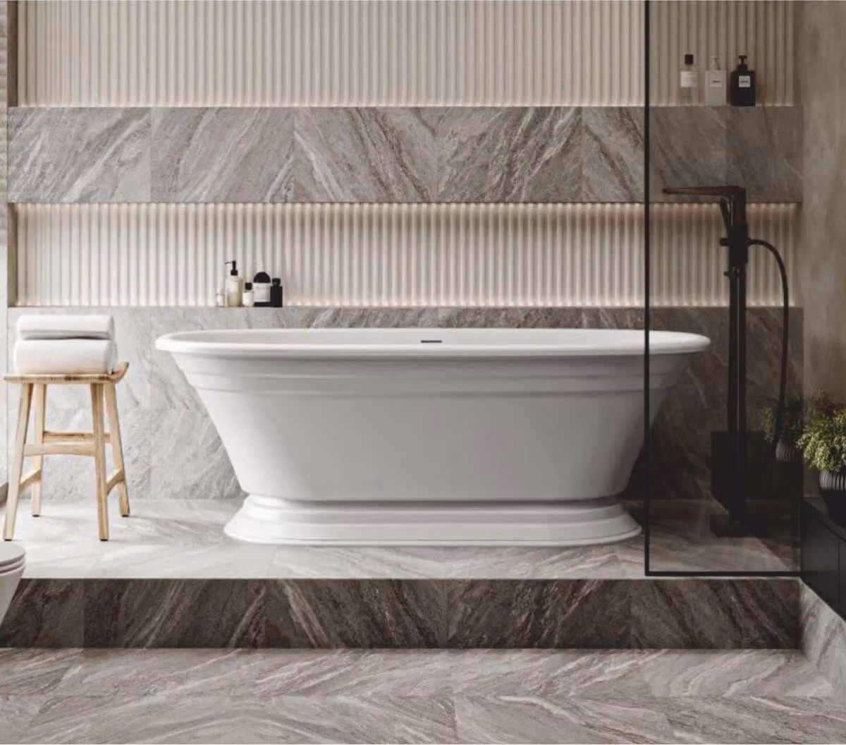 Casa Padrino Vasca da bagno freestanding Art Déco bianco lucido 175 cm