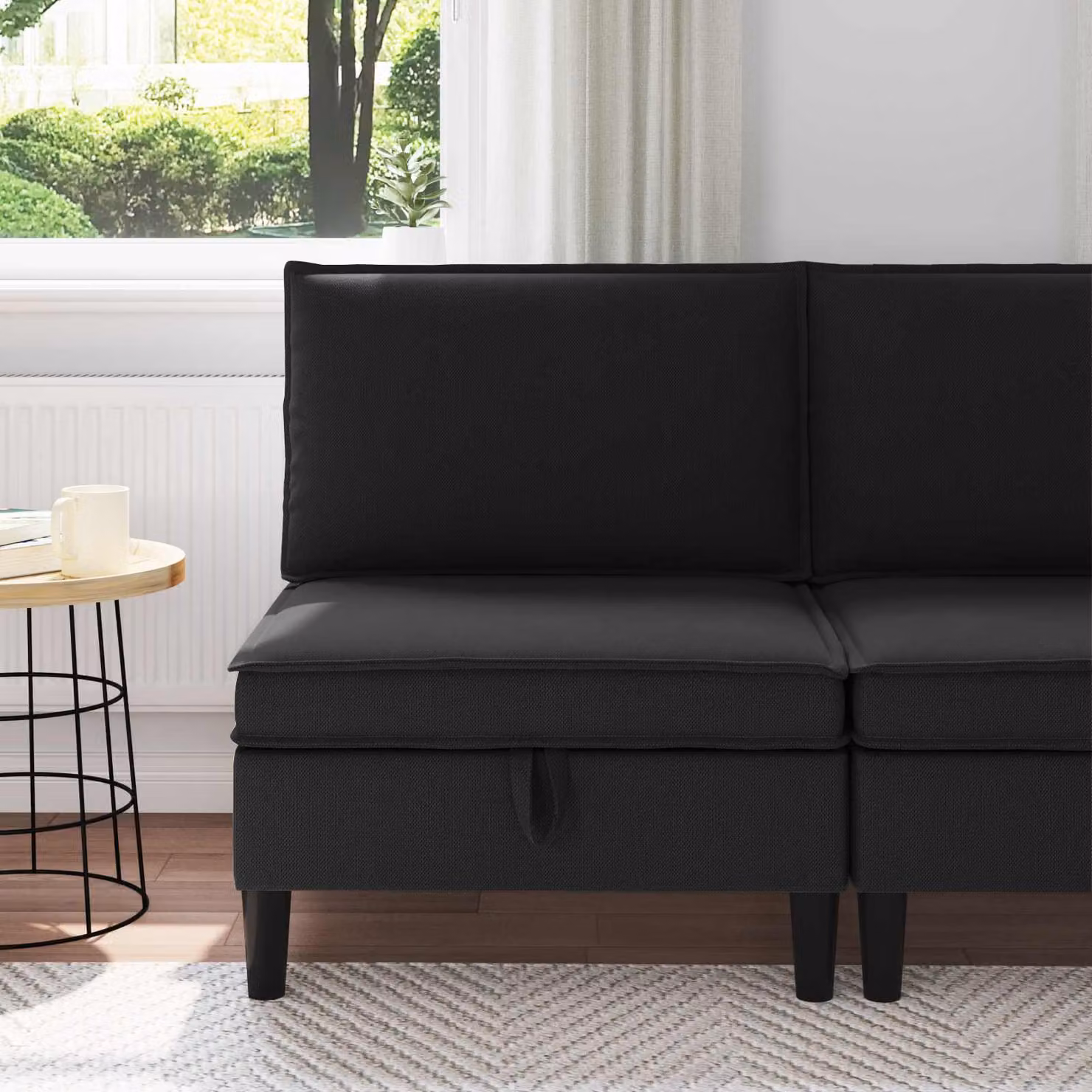 Divano moderno vidaXL con contenitore in velluto nero per il tuo soggiorno