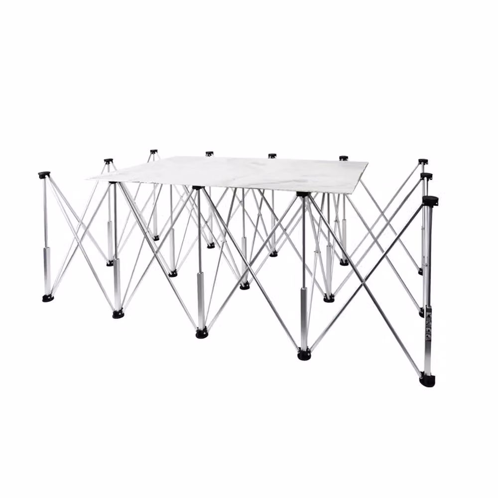 Banco da lavoro pieghevole BIHUI in alluminio bianco con portata 300 kg, L/P/H: 221 x 113 x 73 cm