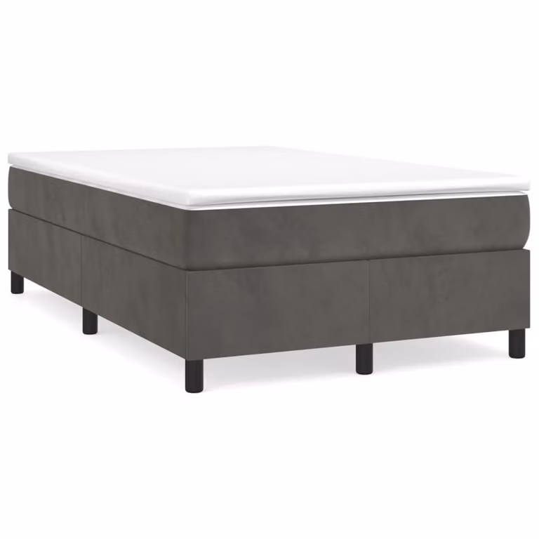 vidaXL Letto Ibrido con Materasso in Velluto Grigio e Bianco L/P/H: 120 x 200 cm
