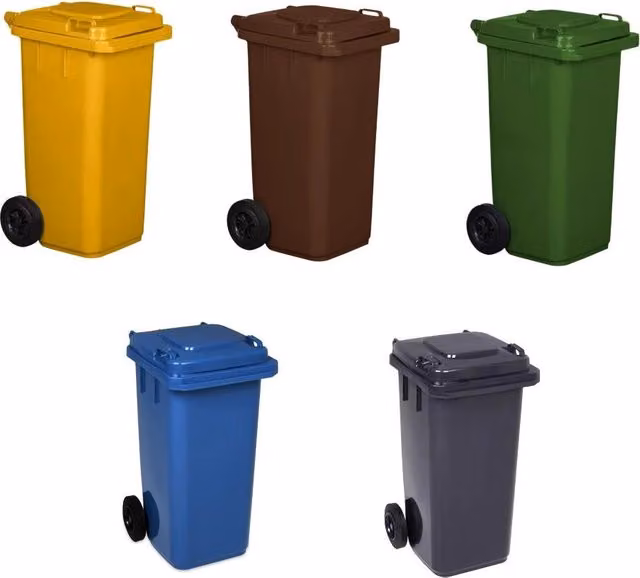 Kit 5 Pezzi Pattumiera Bidone Portarifiuti per Raccolta Differenziata 120 Litri