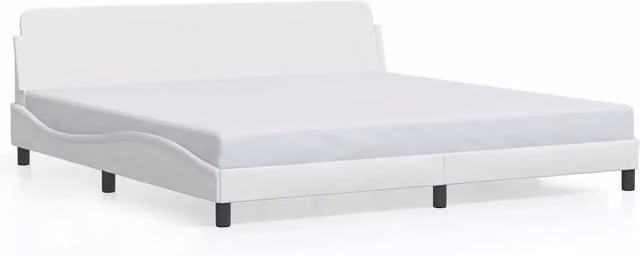 Letto matrimoniale Dover bianco in similpelle con struttura in legno e metallo L/P/H: 200 x 200 x 74,5 cm – 1