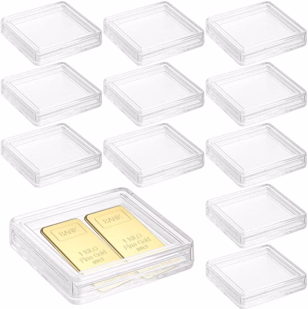 Mini contenitori di stoccaggio, 30 pezzi - Trasparenti - 35 x 35 x 9 mm - Con coperchio