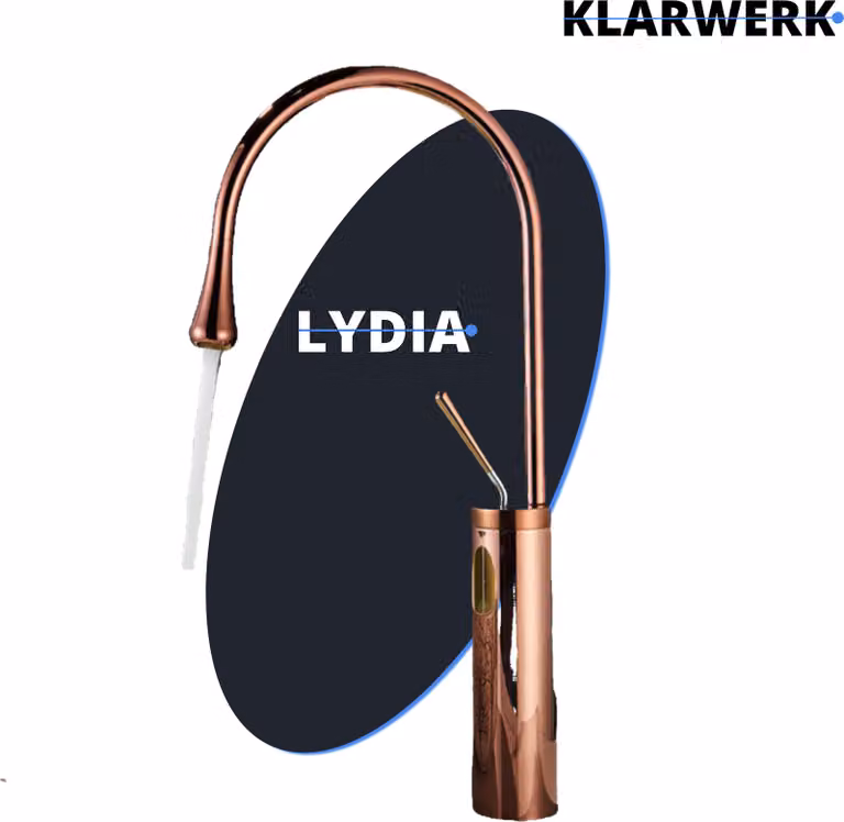 Lydia | rubinetto da bagno Hotel Rosegold | rubinetto in acciaio inox per lavabi alti | miscelatore 2 attacchi | rubinetto alta pressione alta | bagno