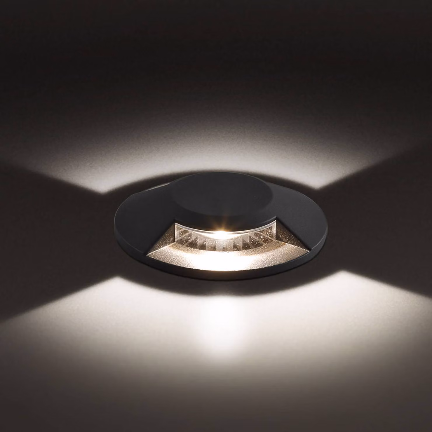 EVN Scopum lampada LED da terra rotonda 2x, Nero, Alluminio, Faretto da incasso da terra