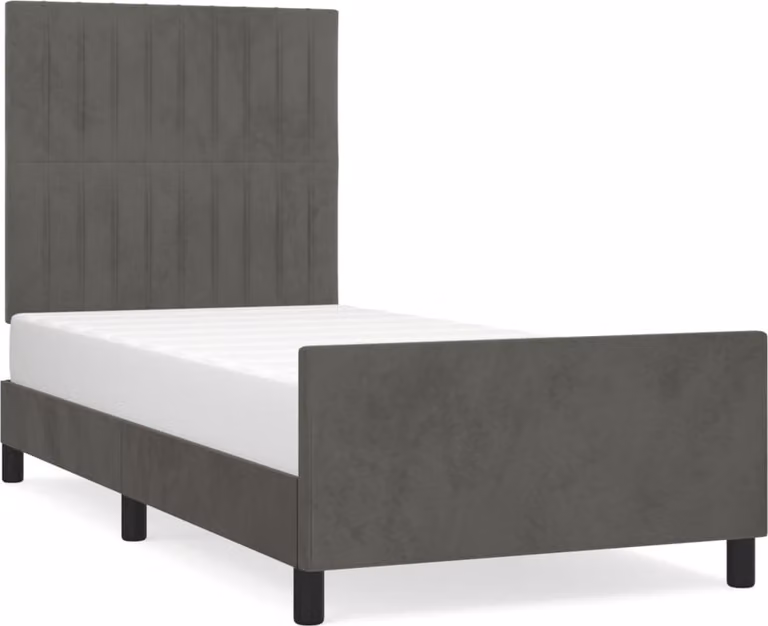 Giroletto senza Materasso Grigio Scuro 100x200 cm Velluto