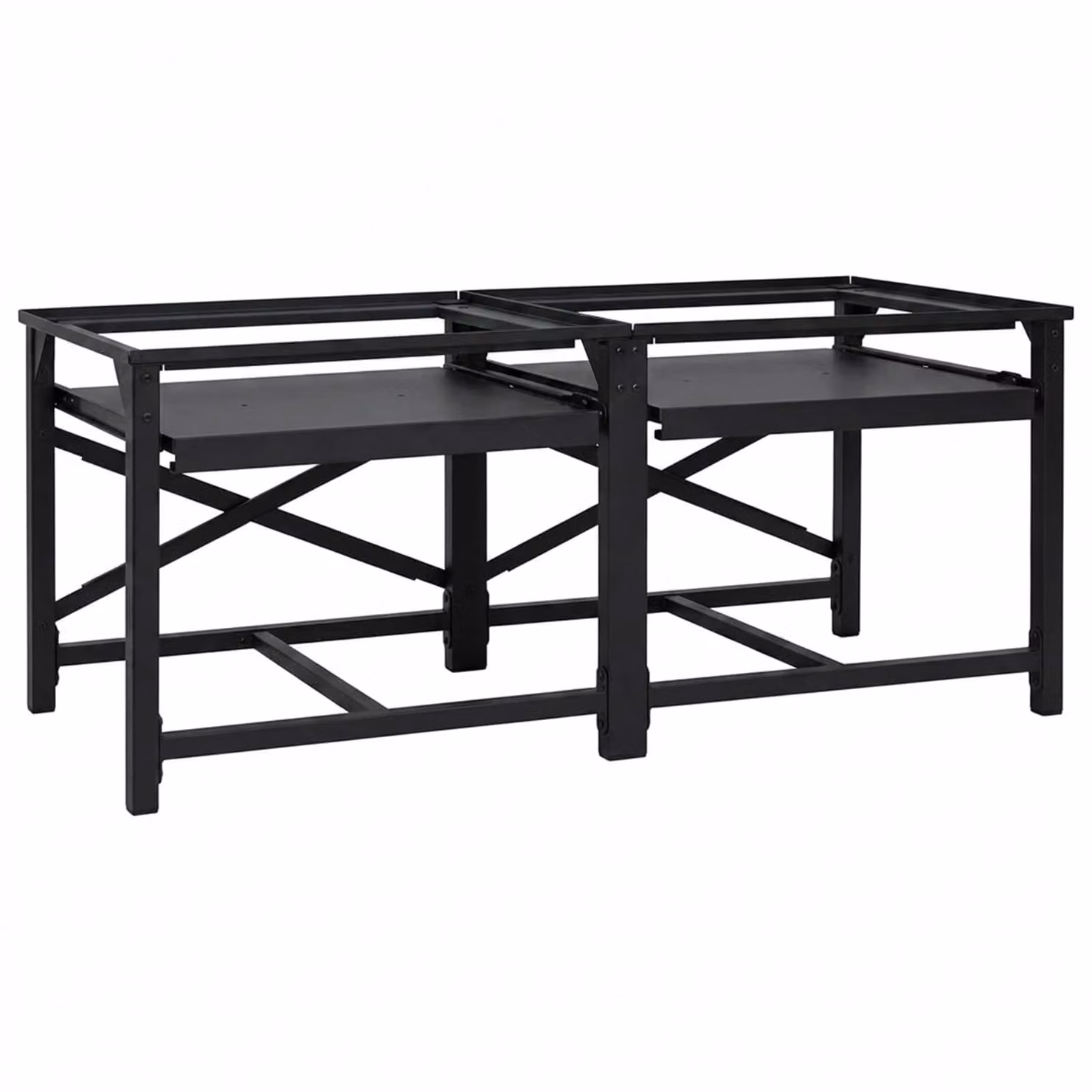 Set di 2 supporti per lavatrice vidaXL in acciaio nero L 120 cm x P 56 cm x H 52 cm