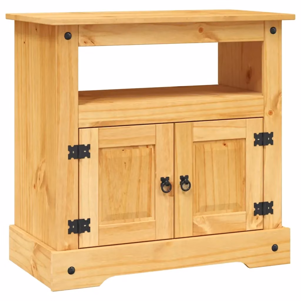 Mobile Porta TV vidaXL in Legno di Pino Messicano Marrone Stile Rustico L: 80 cm, P: 43 cm, H: 78 cm – 2
