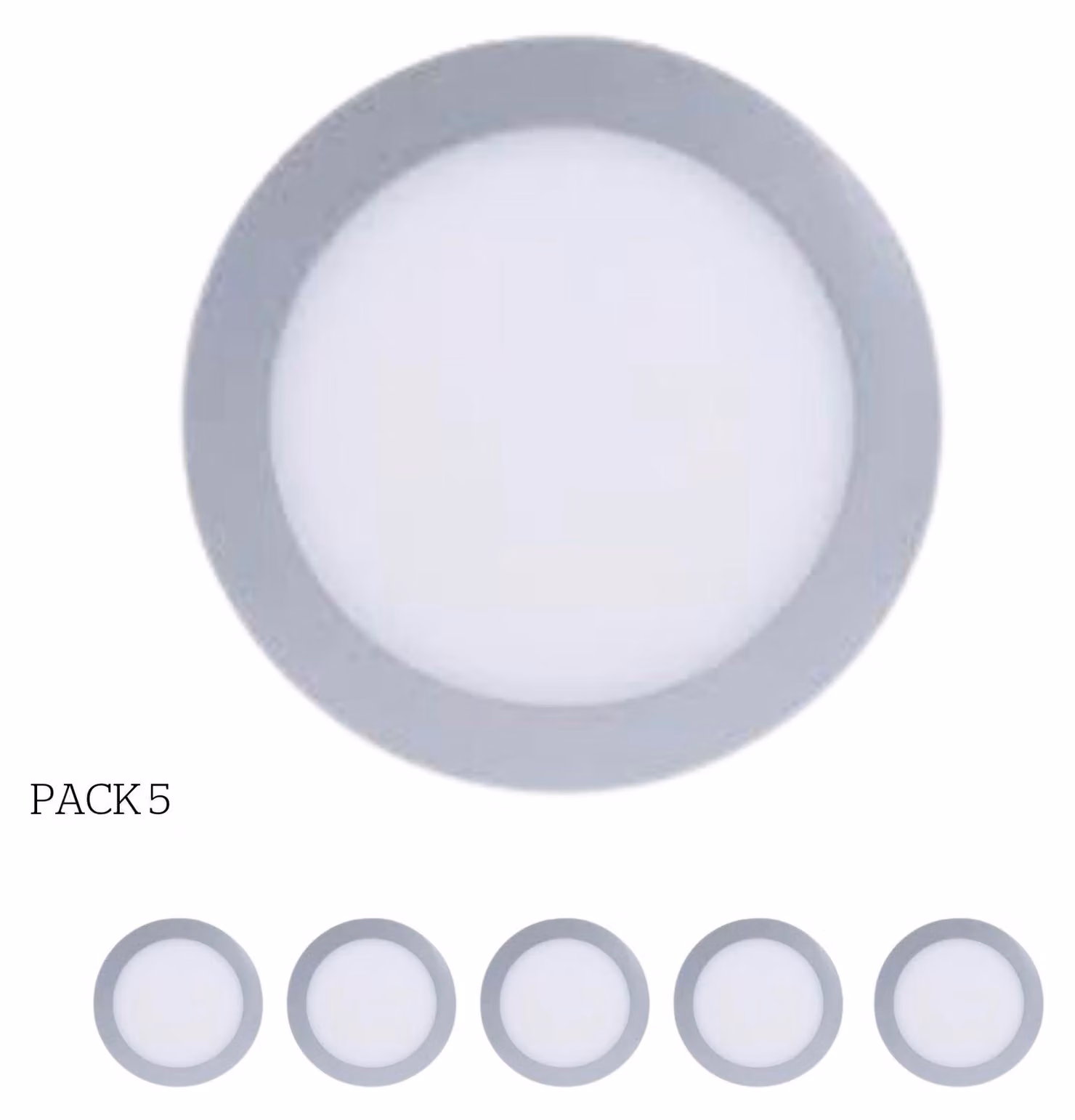 Easy Circular: 5 faretti a LED integrati, temperatura di colore 6000K, per illuminazione direzionale verso il basso, con interruttore on/off, diametro 22,5 cm, colore grigio