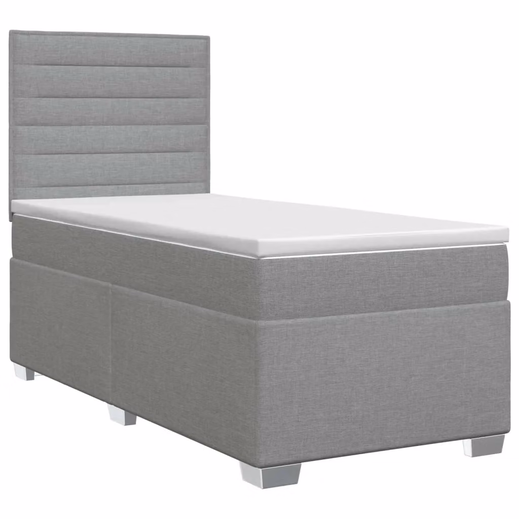 Letto box spring con materasso vidaXL Grigio Chiaro e Bianco L/P/H: 100 x 200 x 76 cm – 2