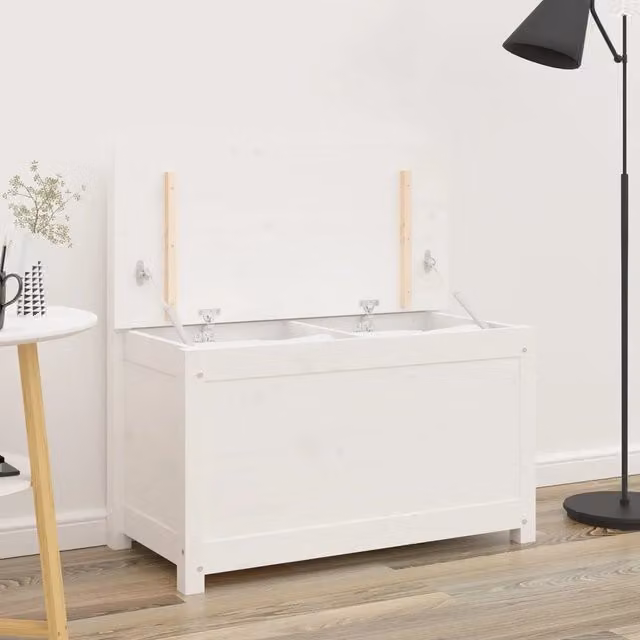 Panca bianca in legno massello di pino stile rustico vidaXL L: 80 cm, P: 41 cm, H: 77 cm
