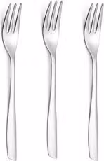 Set di 3 forchette dessert Shark in acciaio inox 18/0 color argento lucido, Lunghezza: 15,5 cm