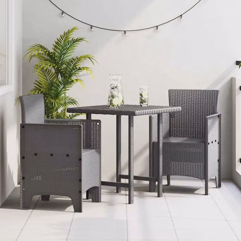 Set di 2 sedie da giardino moderne vidaXL in polipropilene grigio opaco con braccioli e resistenza ai raggi UV