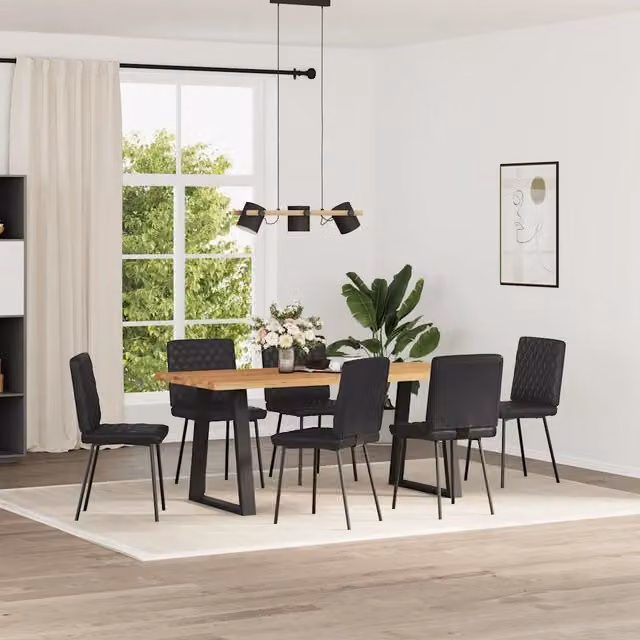 Sedie da Pranzo 6 pz Nere in Similpelle 3315488
