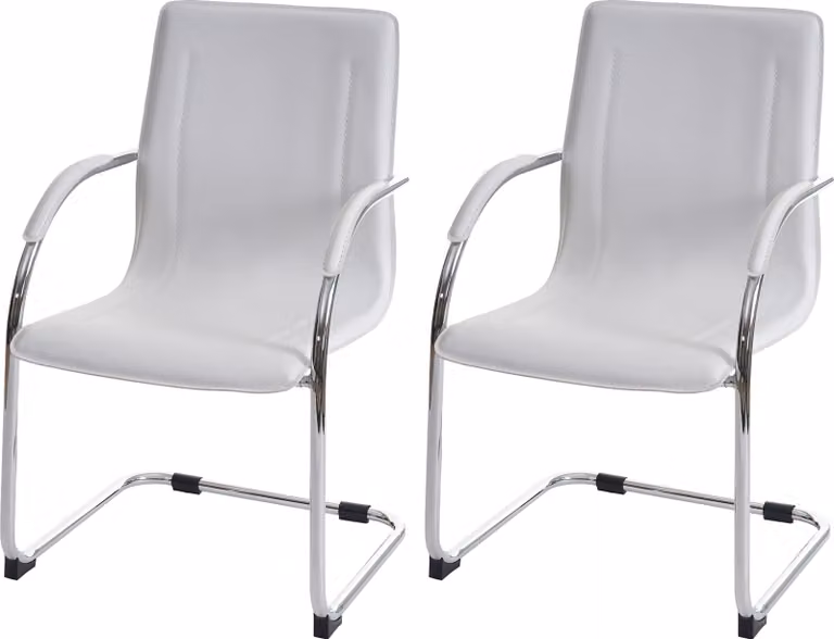Set da 2 sedie da pranzo Perm, sedia da cucina a sbalzo, sedia con schienale, acciaio ~ bianco