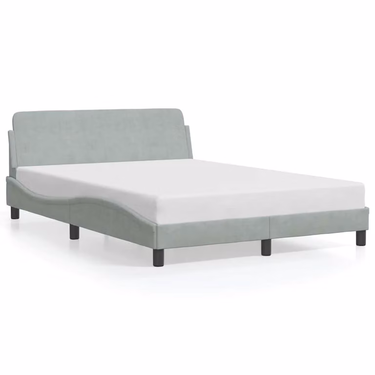 Struttura letto Dover vidaXL in velluto grigio con listelli in legno