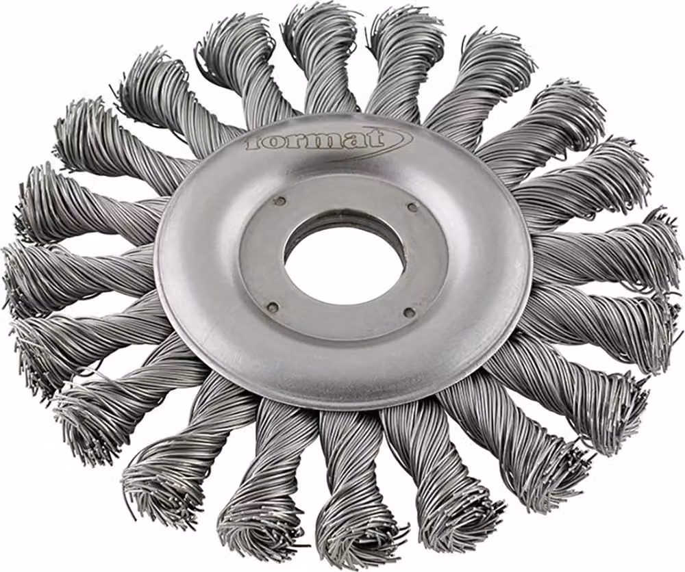Formato Spazzola rotonda in acciaio inox annodata 125x mm