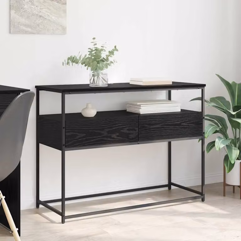 vidaXL Tavolo consolle in stile industriale color rovere e nero, L/P/H: 100 x 40 x 75 cm