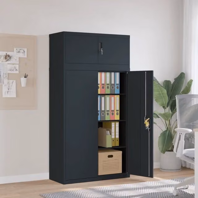 Armadio Classificatore vidaXL in Metallo Antracite con Ripiani Regolabili e Serratura L/P/H: 90 x 40 x 180 cm – 1