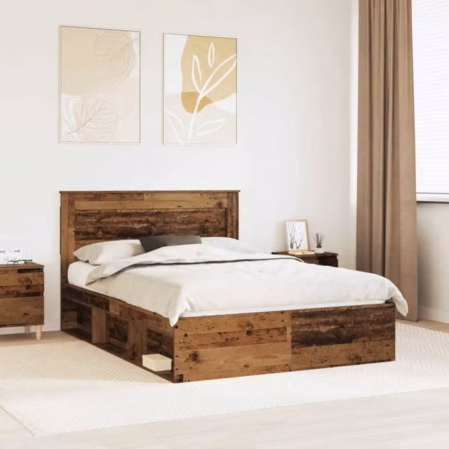 Struttura letto moderna vidaXL in pino massello color marrone L/P/H: 190 x 140 x 2 cm – 1