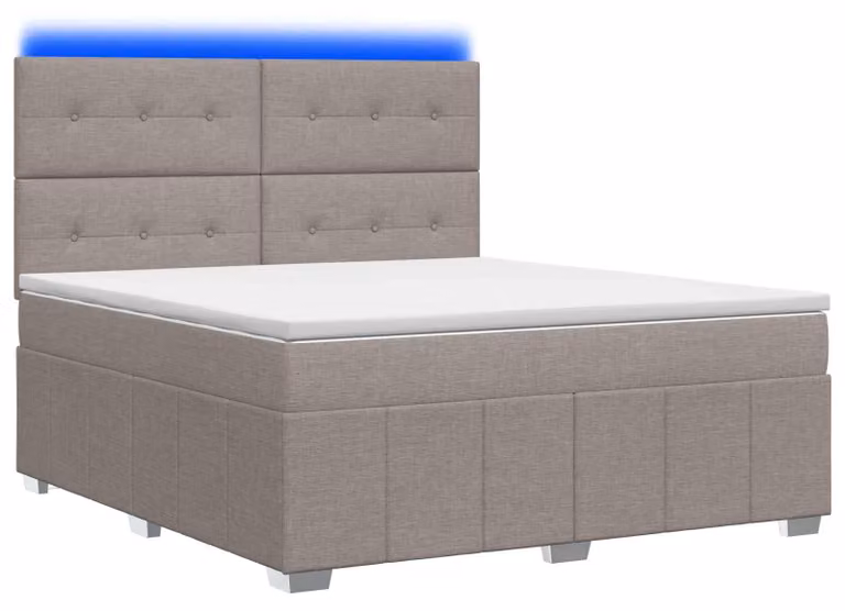 Letto boxspring LED con materasso Taupe 140 x 200 cm Tessuto