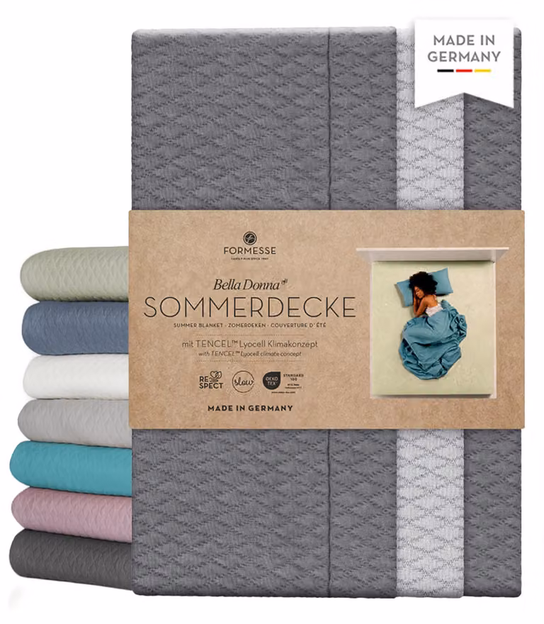 Coperta estiva, 150x220 cm, realizzata in Lyocell Lyocell, cotone e poliestere riciclato, colore chiaro