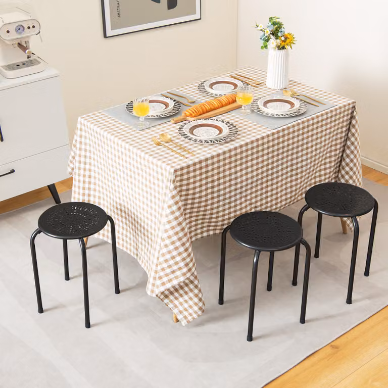 Set di 6 sgabelli bassi Costway con seduta traspirante e struttura in metallo nero per cucina, soggiorno o bar
