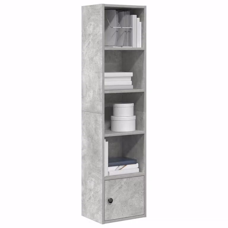 Libreria vidaXL in Legno Multistrato e MDF Grigio, Design Industriale, L/P/H: 31 x 24 x 127 cm