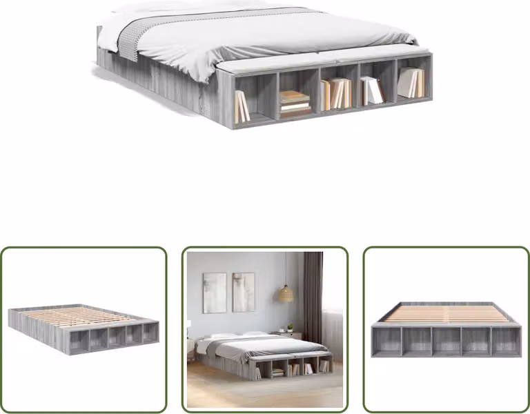 The Living Store Giroletto grigio Sonoma 140x200 cm in materiale ligneo