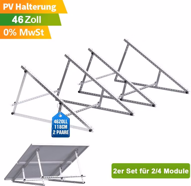 2 coppie 46 pollici balcone centrale staffa tetto piatto 118cm alluminio pannello solare staffa