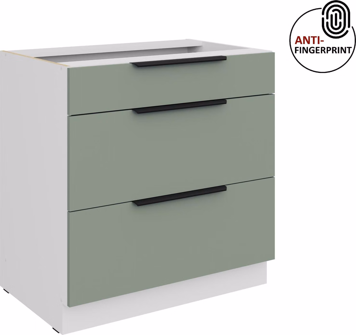 Mobile base da cucina da 80 cm, cucina ARIA in acquamarina ultra opaca + bianco opaco, frontali di alta qualità con rivestimento anti-impronta, mobile da cucina con chiusura ammortizzata