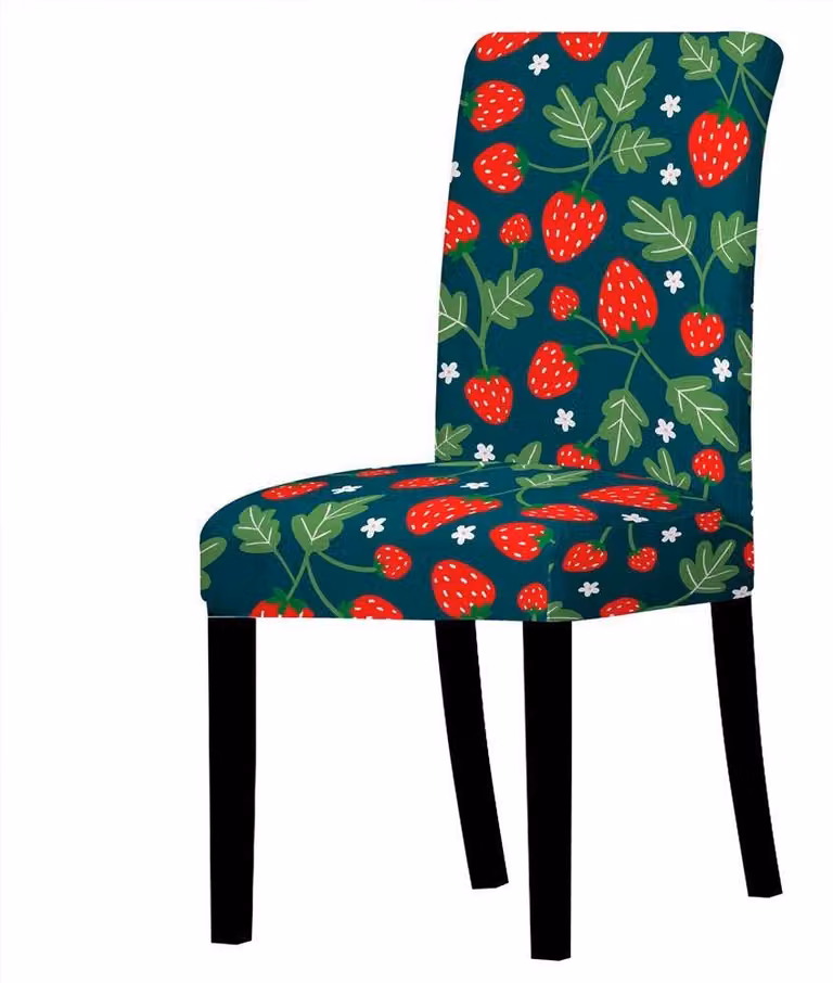 Set di 6 copri-sedia elasticizzati, colore rosso e verde scuro