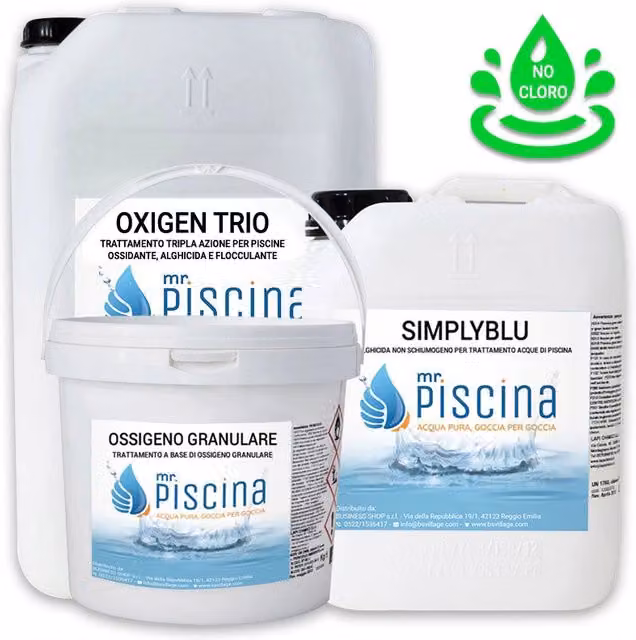 Kit mantenimento acqua senza cloro per piscine Volume piscina: Fino a 200 m³