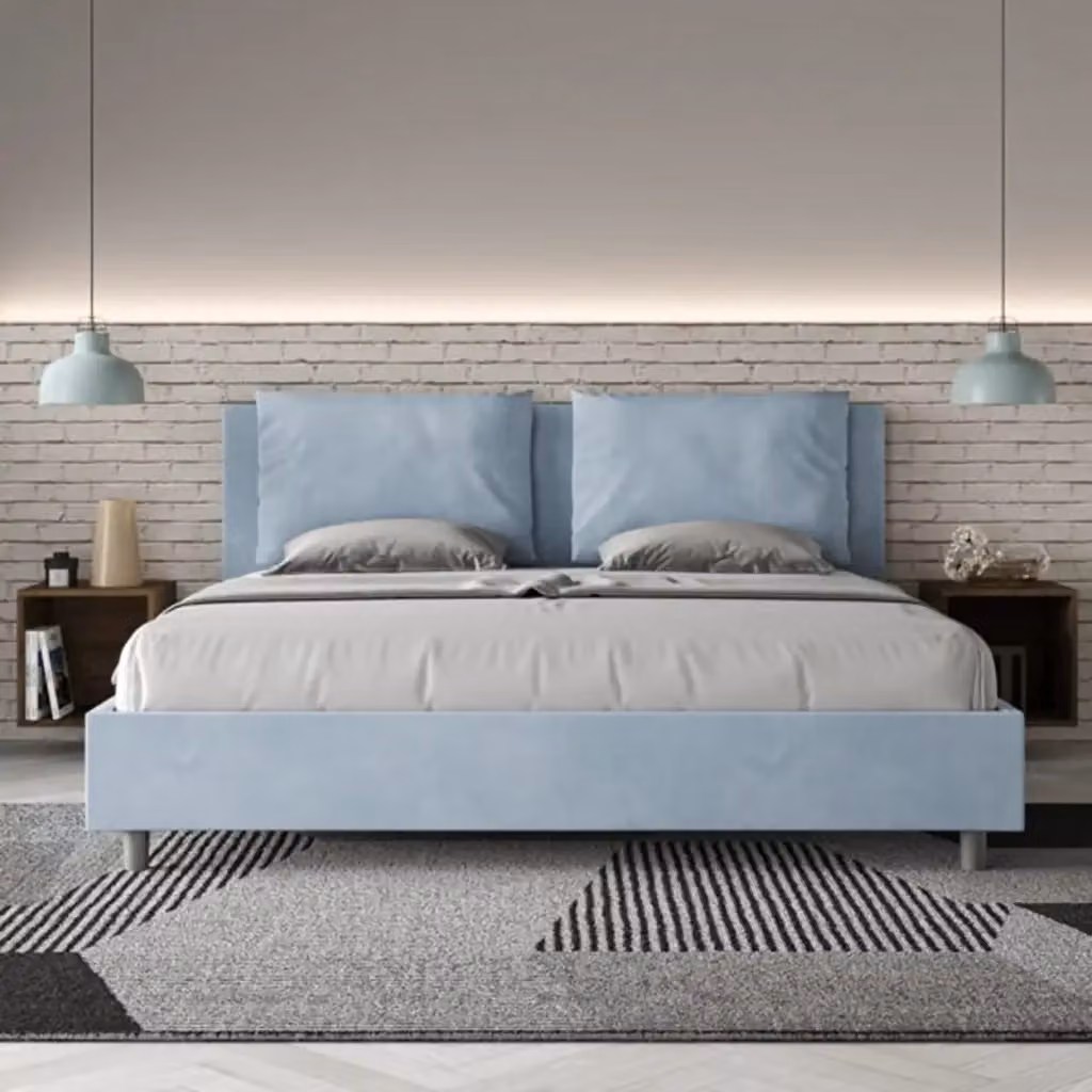 Letto Antea Ityhome con rete imbottita in microfibra azzurro L/P/H: 195 x 110 x 202 cm – 2