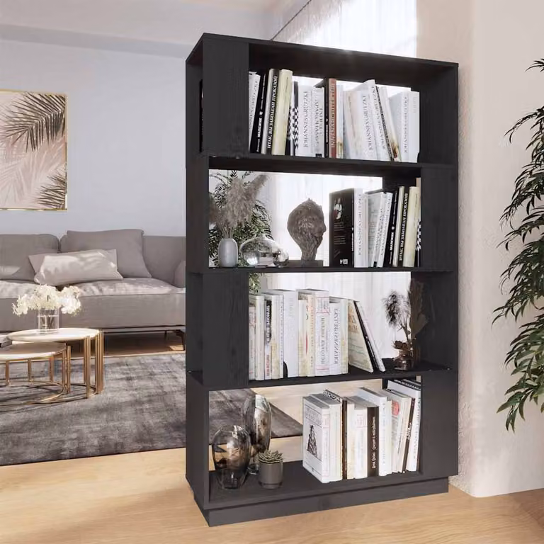 Libreria/Divisorio vidaXL in Legno di Pino Massello Grigio L: 80 cm, P: 25 cm, H: 132 cm