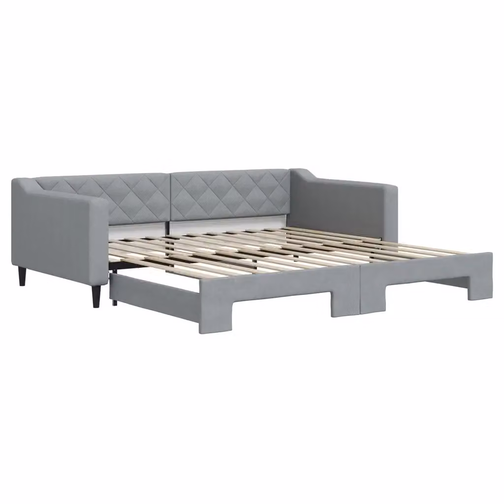 Divano Letto Moderno vidaXL con Letto Estraibile in Tessuto Grigio L/P/H: 223 x 110 x 67 cm, Letto aggiuntivo 100 x 200 cm – 2