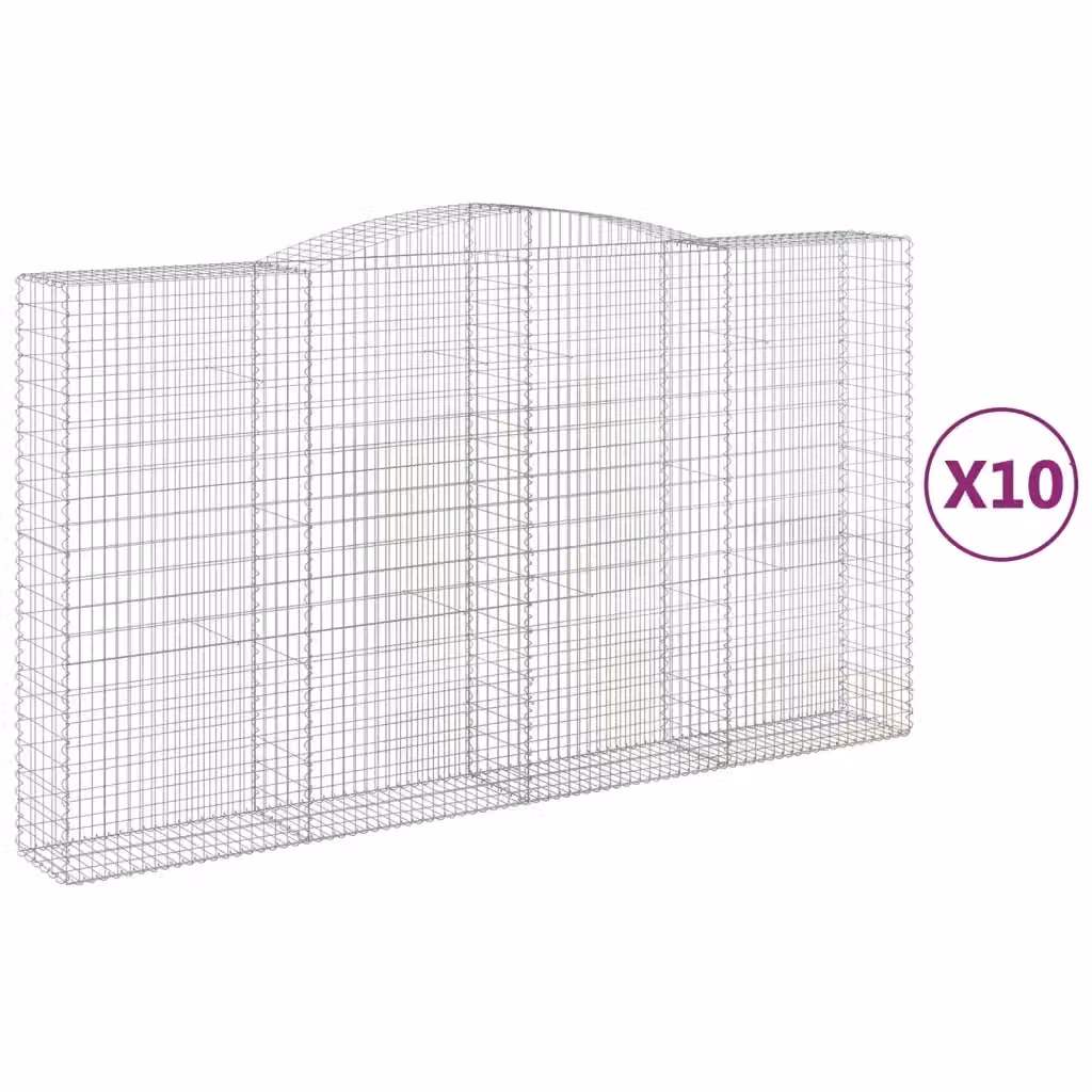 Set di 10 Cesti Gabbioni ad Arco Videx in Acciaio Zincato Argento L: 400 cm, P: 50 cm, H: 220/240 cm – 2