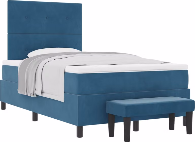Letto a molle con testiera Blu scuro 200 x 120 cm Velluto